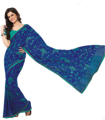 

Indian Wear Online Printed Fashion Pure Chiffon Saree(Multicolor)
