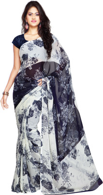 

Ligalz Printed Fashion Handloom Chiffon Saree(Blue), Blue;green;white