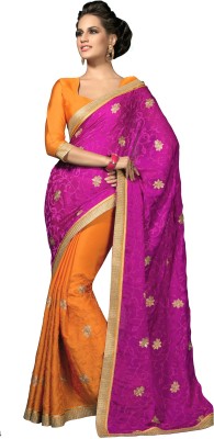 

Khoobee Self Design, Embroidered Fashion Satin, Art Silk, Georgette Saree(Pink, Orange), Orange;pink