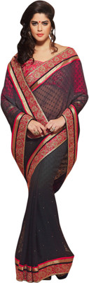 

Khoobee Self Design, Embellished, Embroidered Fashion Georgette, Jacquard Saree(Blue, Red)