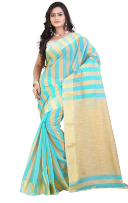 

Mimosa Striped Handloom Handloom Cotton Saree(Light Green, Pista green