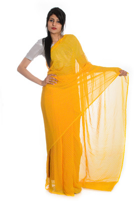 

Aaradhya Fashion Printed Leheria Handloom Georgette Saree(Yellow)