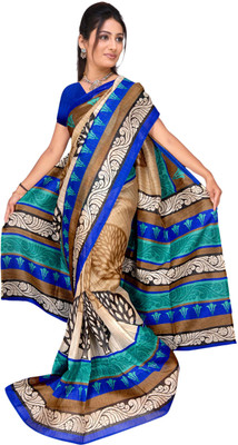 

Vardan Prints Printed Bollywood Polycotton Saree(Blue, Brown)