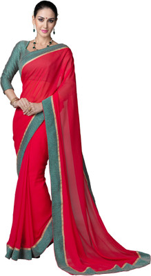 

Khushali Self Design Fashion Georgette Saree(Red, Green, Beige), Beige;green;red