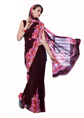 

Khushali Self Design, Printed Fashion Georgette Saree(Brown, Multicolor)