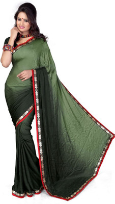 

Cenizas Solid Fashion Art Silk Saree(Green)