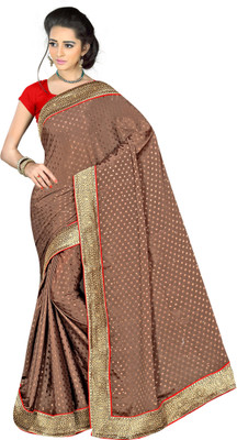 

Jiya Self Design, Embellished Fashion Jacquard Saree(Brown)