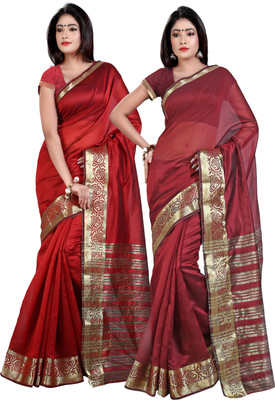 

Weavedeal Solid Banarasi Chanderi Saree(Pack of 2, Multicolor)