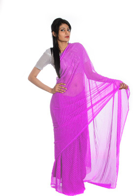 

Aaradhya Fashion Printed Leheria Handloom Georgette Saree(Purple)