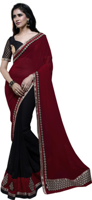 

Khoobee Embroidered Fashion Georgette Saree(Black)