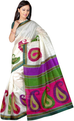 

Khushali Printed Fashion Silk Saree(White, Purple, Multicolor), Multicolor;purple;white