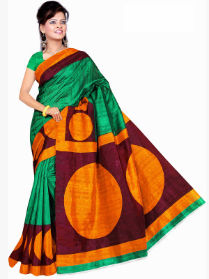 

Manthan Printed Daily Wear Silk Saree(Green, Maroon), Dark green & maroon