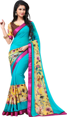 

Brijraj Printed Fashion Georgette Saree(Blue, Multicolor)