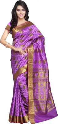 

Varkala Silk Sarees Woven Kanjivaram Silk Saree(Purple), Levender