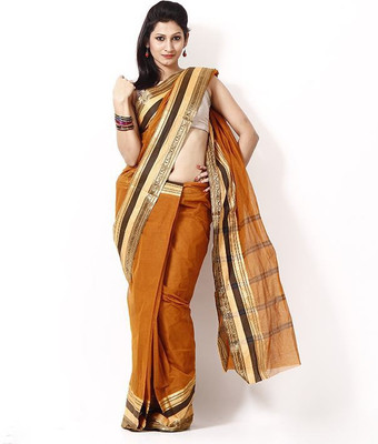 

Purabi Woven Tant Handloom Cotton Saree(Brown)