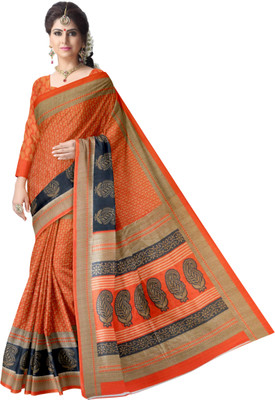 

Suvastram Printed Daily Wear Art Silk Saree(Orange)