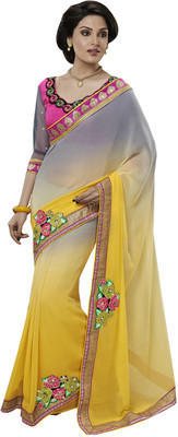 

Desi Butik Self Design Fashion Georgette Saree(Grey)