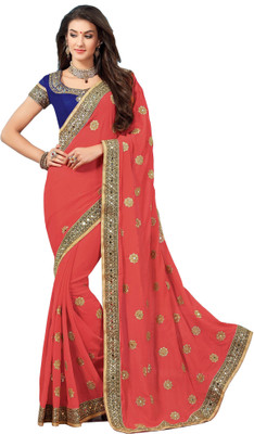 

Aarti Apparels Embroidered Bollywood Chiffon Saree(Red)