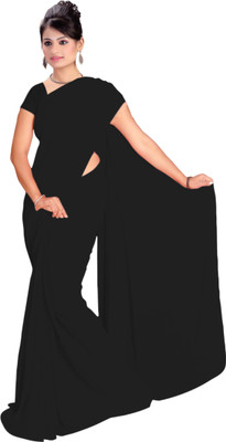 

Vardan Prints Plain Fashion Georgette Saree(Black)