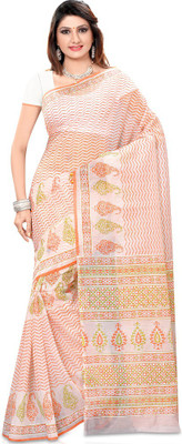 

Shelina Printed Fashion Cotton Saree(Orange)