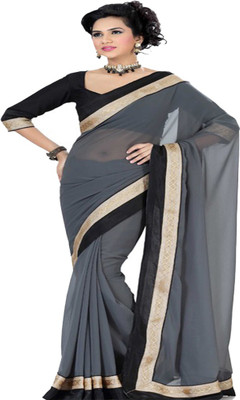 

Sanju Sarees Solid Bollywood Georgette Saree(Grey), Gray