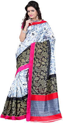 

Anushree Saree Printed Bhagalpuri Khadi Saree(Multicolor), Black