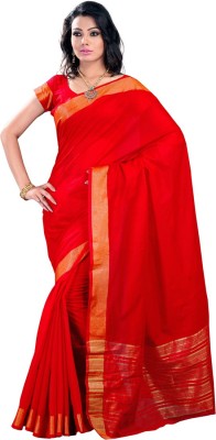 

Rani Saahiba Solid Banarasi Art Silk Saree(Red)