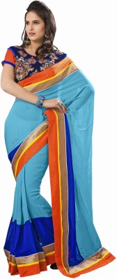 

Khushali Self Design, Embroidered Fashion Georgette Saree(Blue, Light Blue, Orange)