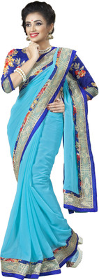 

Omkarcreation Solid Bollywood Chiffon Saree(Multicolor), Turquise