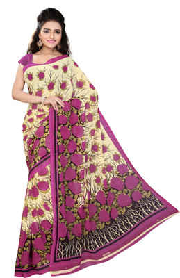 

Khushali Self Design, Printed Fashion Georgette Saree(Beige, Purple)