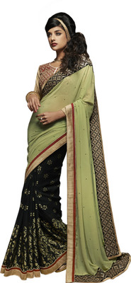 

Jiya Self Design, Embroidered, Embellished Fashion Jacquard, Georgette Saree(Green, Black, Red, Beige), Beige;black;green;red