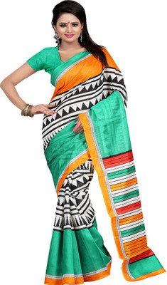 

Sanju Sarees Printed Bhagalpuri Art Silk Saree(Multicolor), Green