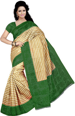 Indian Wear Online Printed Fashion Cotton Saree(Dark Green)