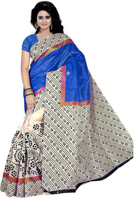 

Party Wear Dresses Printed Fashion Cotton Saree(Blue)