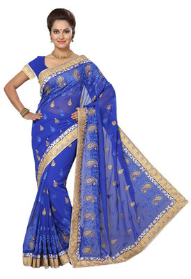

Ishin Embellished Fashion Georgette Saree(Blue), Royal blue