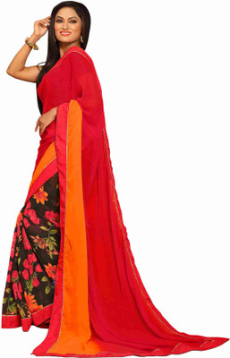 

Khoobee Self Design Fashion Georgette Saree(Red, Orange, Multicolor), Multicolor;orange;red