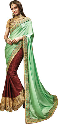 

Saara Embroidered Fashion Satin Saree(Green, Brown)