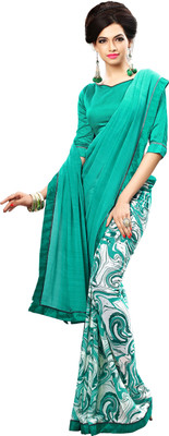 

Jiya Self Design, Printed Fashion Georgette Saree(Light Green, White)
