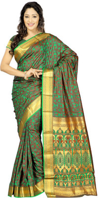 

Parisha Printed Daily Wear Art Silk Saree(Brown, Green)