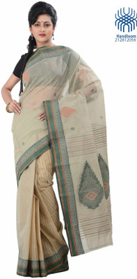 

Tantuja Self Design Tangail Handloom Cotton Saree(Grey), Smoked grey