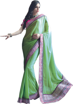 

Valeska Solid Fashion Chiffon Saree(Green)