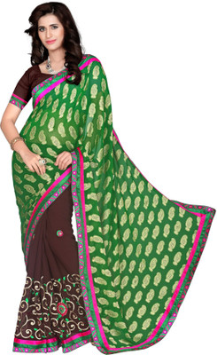 

Jiya Self Design, Embroidered, Embellished Fashion Jacquard, Georgette Saree(Green, Brown), Coffee;green