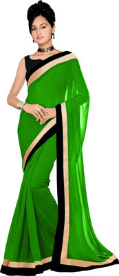

Party Wear Dresses Solid Fashion Chiffon Saree(Green)