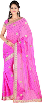 

Desi Butik Embroidered Fashion Art Silk Saree(Pink)