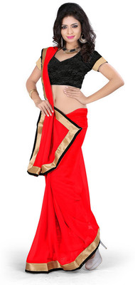 

Indian Wear Online Solid Fashion Georgette Saree(Red)