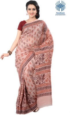 

Tantuja Printed Fashion Handloom Silk Saree(Brown), Rosy brown