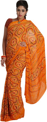 

Jaipur Kurti Printed Bandhej Viscose Saree(Multicolor), Orange