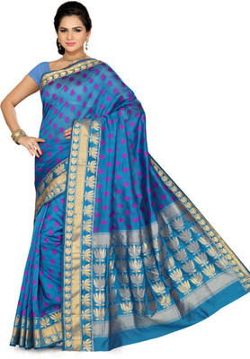 

Ishin Printed Fashion Silk Saree(Blue)
