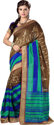 

Saara Printed Fashion Cotton Saree(Brown, Blue), Blue;brown