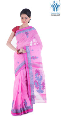 

Tantuja Woven Tangail Cotton Saree(Pink)